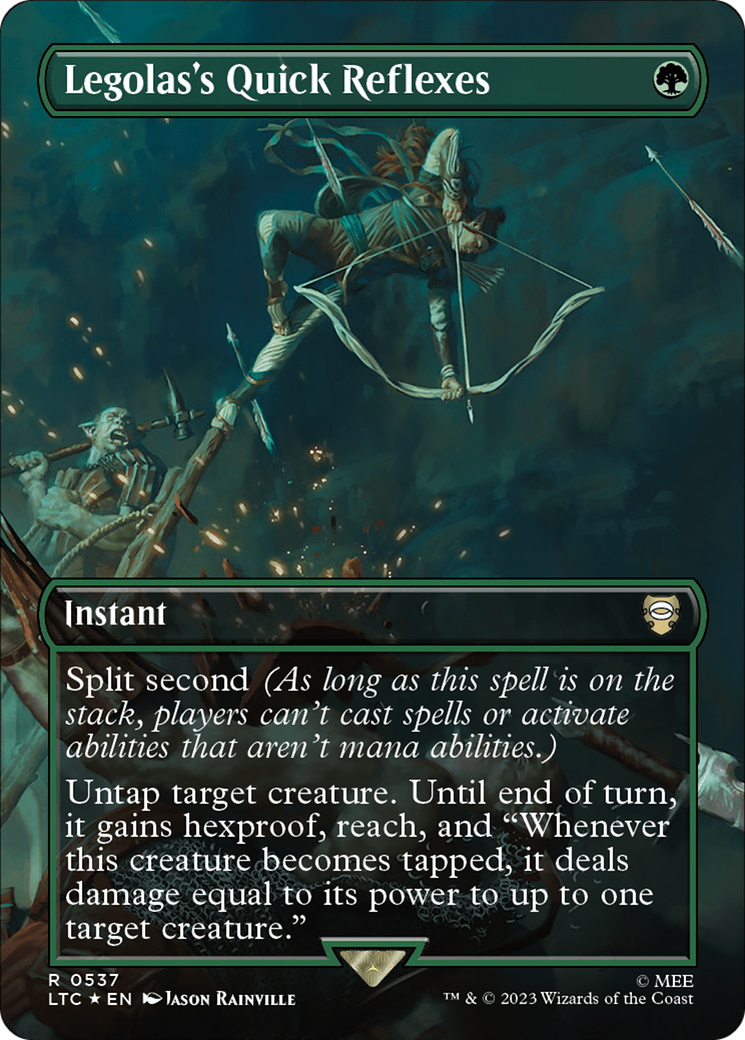Legolas's Quick Reflexes (Borderless) (Surge Foil) [The Lord of the Rings: Tales of Middle-Earth Commander] MTG Single Magic: The Gathering | Red Claw Gaming