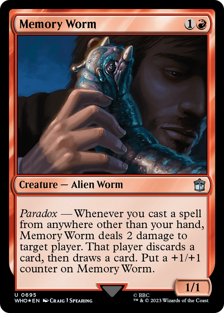 Memory Worm (Surge Foil) [Doctor Who] MTG Single Magic: The Gathering | Red Claw Gaming