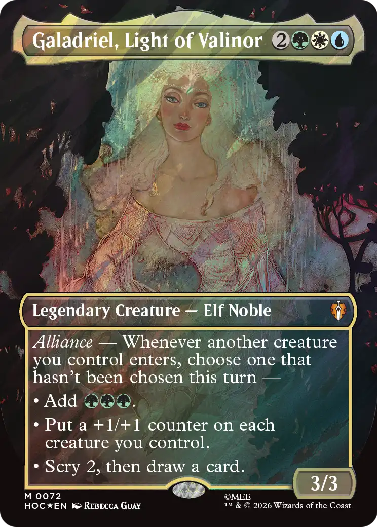 Galadriel, Light of Valinor (Borderless) (Surge Foil) [The Hobbit: Eternal-Legal] | Red Claw Gaming