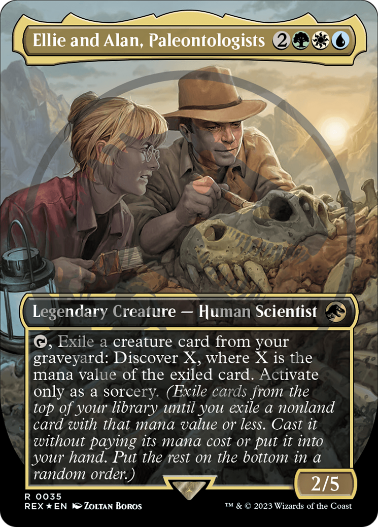 Ellie and Alan, Paleontologists (Emblem) (Borderless) [Jurassic World Collection Tokens] MTG Single Magic: The Gathering | Red Claw Gaming