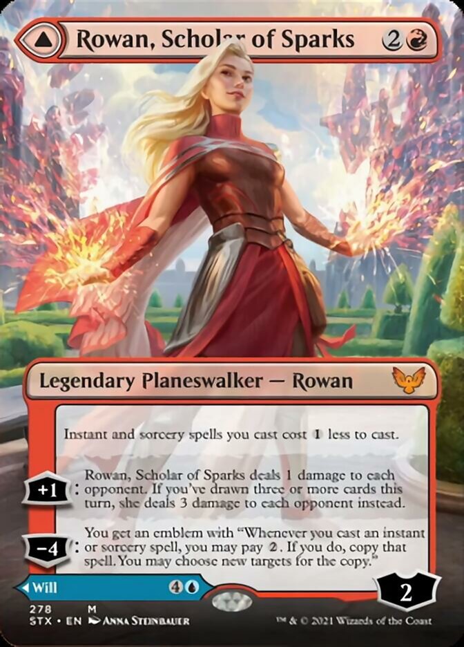 Rowan, Scholar of Sparks // Will, Scholar of Frost (Borderless) [Strixhaven: School of Mages] MTG Single Magic: The Gathering | Red Claw Gaming