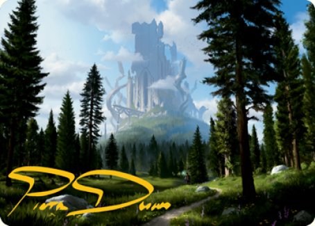 Forest (278) Art Card (Gold-Stamped Signature) [Dungeons & Dragons: Adventures in the Forgotten Realms Art Series] MTG Single Magic: The Gathering | Red Claw Gaming