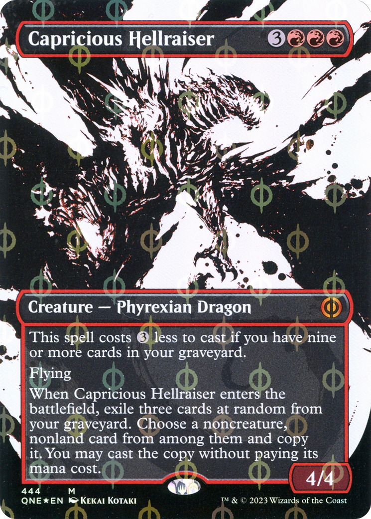 Capricious Hellraiser (Borderless Ichor Step-and-Compleat Foil) [Phyrexia: All Will Be One] MTG Single Magic: The Gathering | Red Claw Gaming