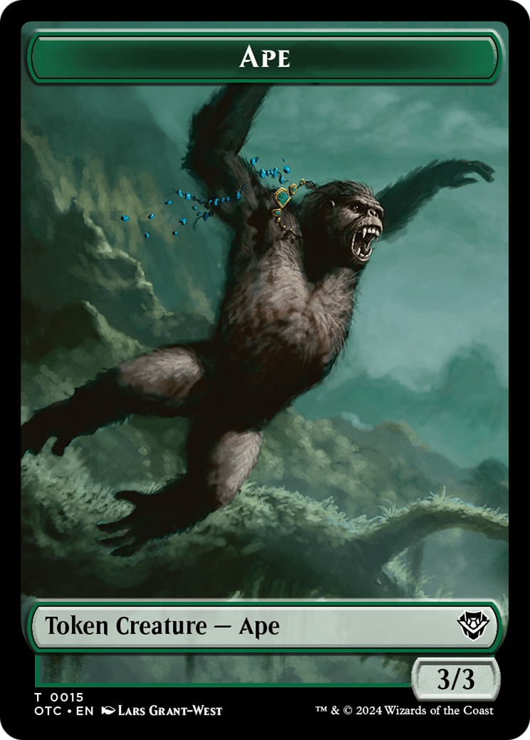 Ape // Shark Double-Sided Token [Outlaws of Thunder Junction Commander Tokens] MTG Single Magic: The Gathering    | Red Claw Gaming