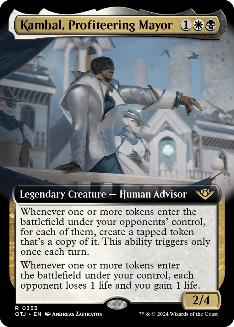 Kambal, Profiteering Mayor (Extended Art) [Outlaws of Thunder Junction] MTG Single Magic: The Gathering    | Red Claw Gaming