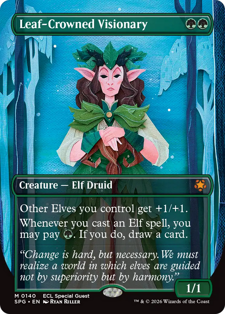 Leaf-Crowned Visionary (Borderless) [Lorwyn Eclipsed Special Guests] MTG Single Magic: The Gathering | Red Claw Gaming