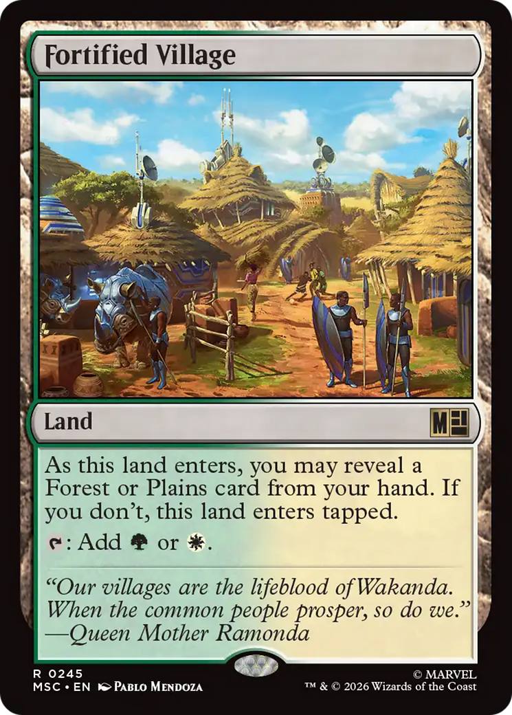 Fortified Village (Surge Foil) [Marvel Super Heroes Commander] MTG Single Magic: The Gathering | Red Claw Gaming