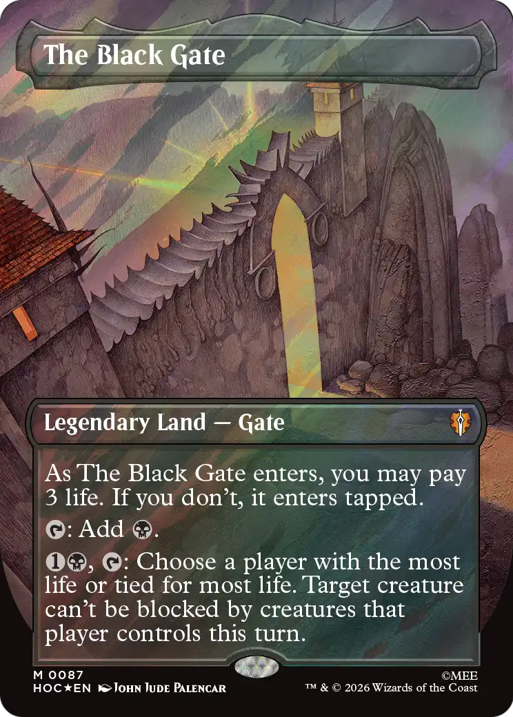 The Black Gate (Borderless) (Surge Foil) [The Hobbit: Eternal-Legal] | Red Claw Gaming