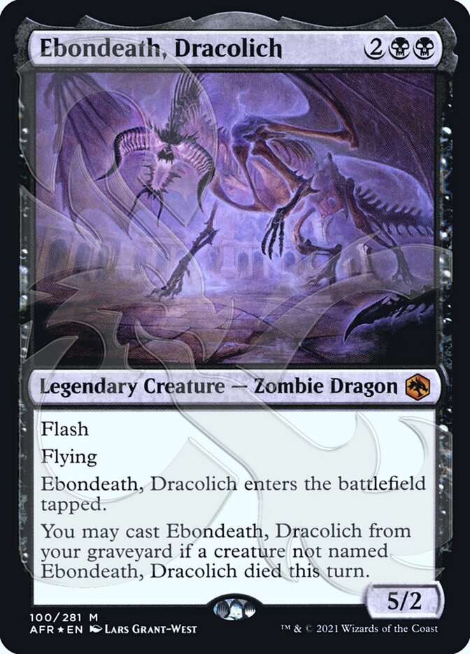 Ebondeath, Dracolich (Ampersand Promo) [Dungeons & Dragons: Adventures in the Forgotten Realms Promos] MTG Single Magic: The Gathering | Red Claw Gaming