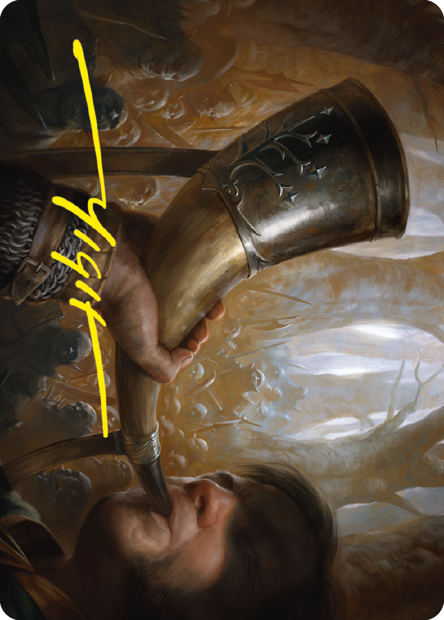 Horn of Gondor Art Card (Gold-Stamped Signature) [The Lord of the Rings: Tales of Middle-earth Art Series] MTG Single Magic: The Gathering | Red Claw Gaming
