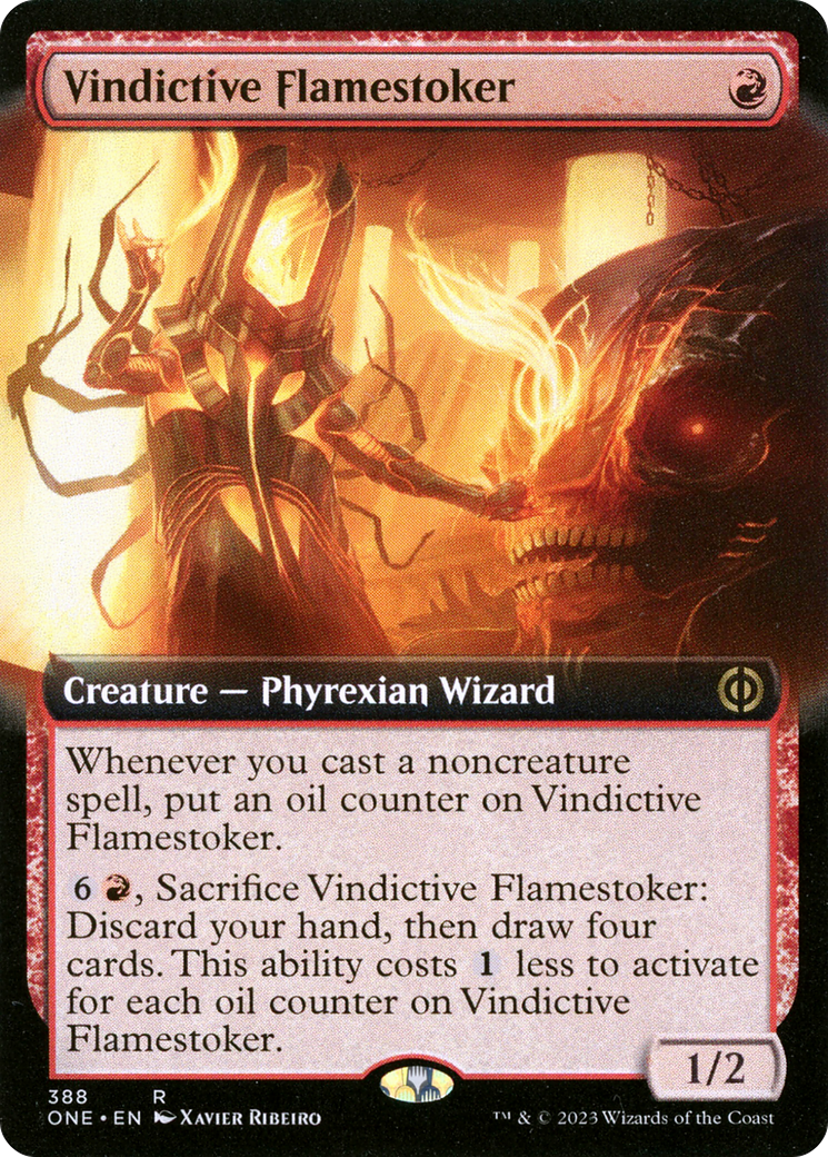 Vindictive Flamestoker (Extended Art) [Phyrexia: All Will Be One] MTG Single Magic: The Gathering | Red Claw Gaming