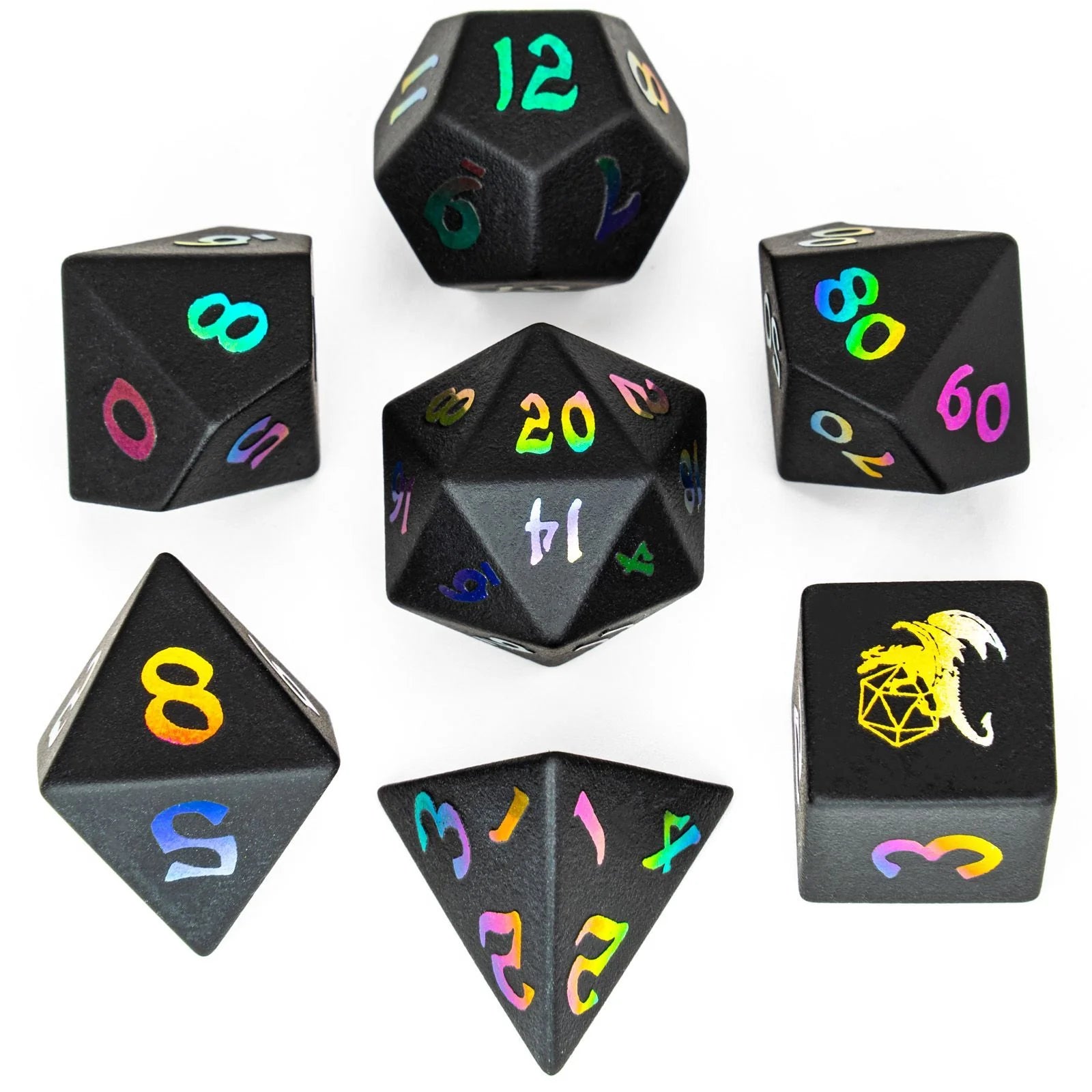Dragon's Hoard Gemstone Polyhedral Dice Set - Black Magic Glass Dice Hymgho Dice | Red Claw Gaming