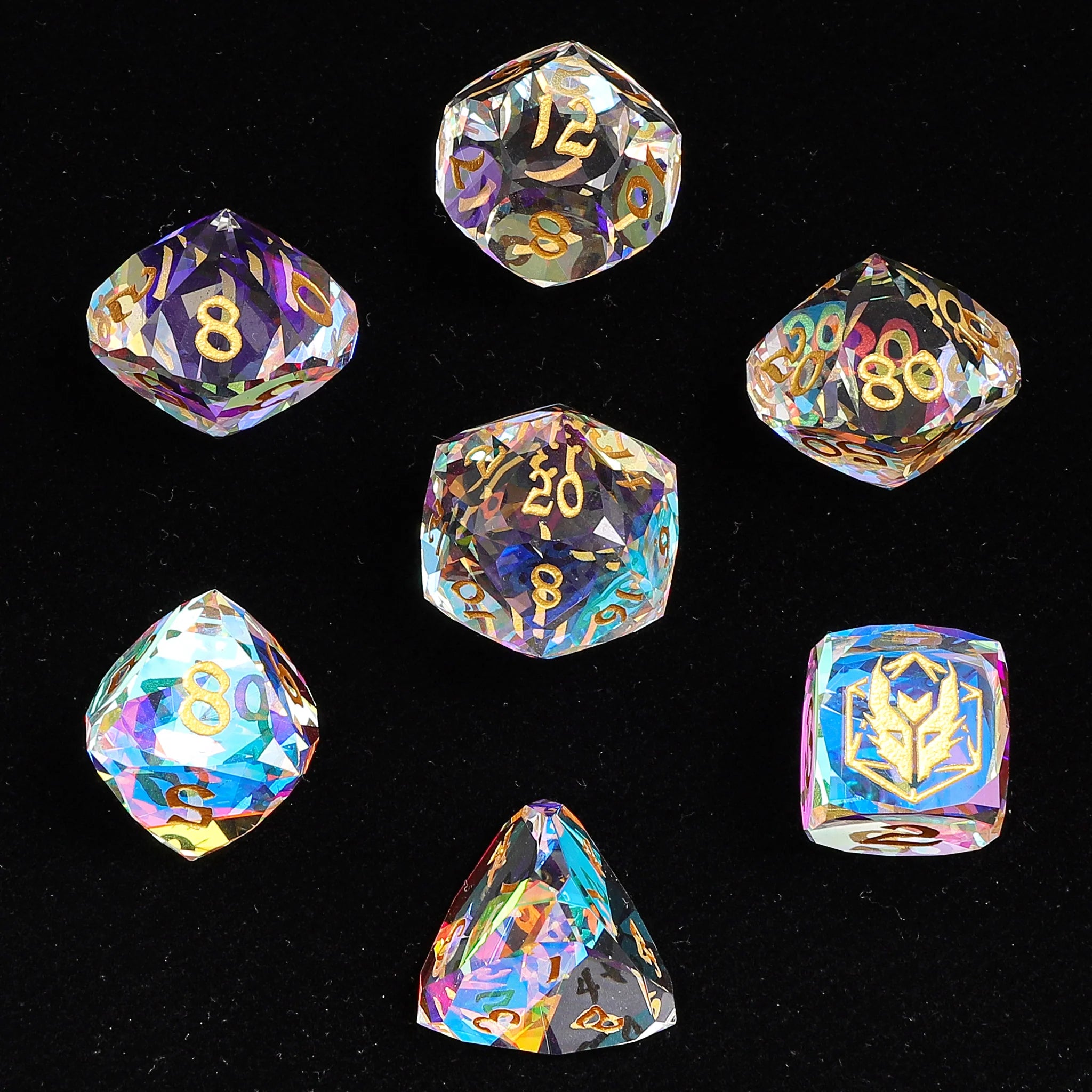 Dragon’s Hoard Luster Cut Dice Set - Prismatic Crystal Dice Hymgho Dice | Red Claw Gaming