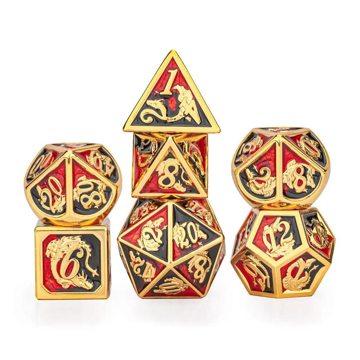 Blood black mixed painting with gold frame solid dragon dice Dice Hymgho Dice | Red Claw Gaming