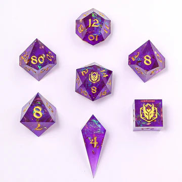 Captured Magic Hand Sanded Sharp Edge Resin - Purple Dice Hymgho Dice | Red Claw Gaming