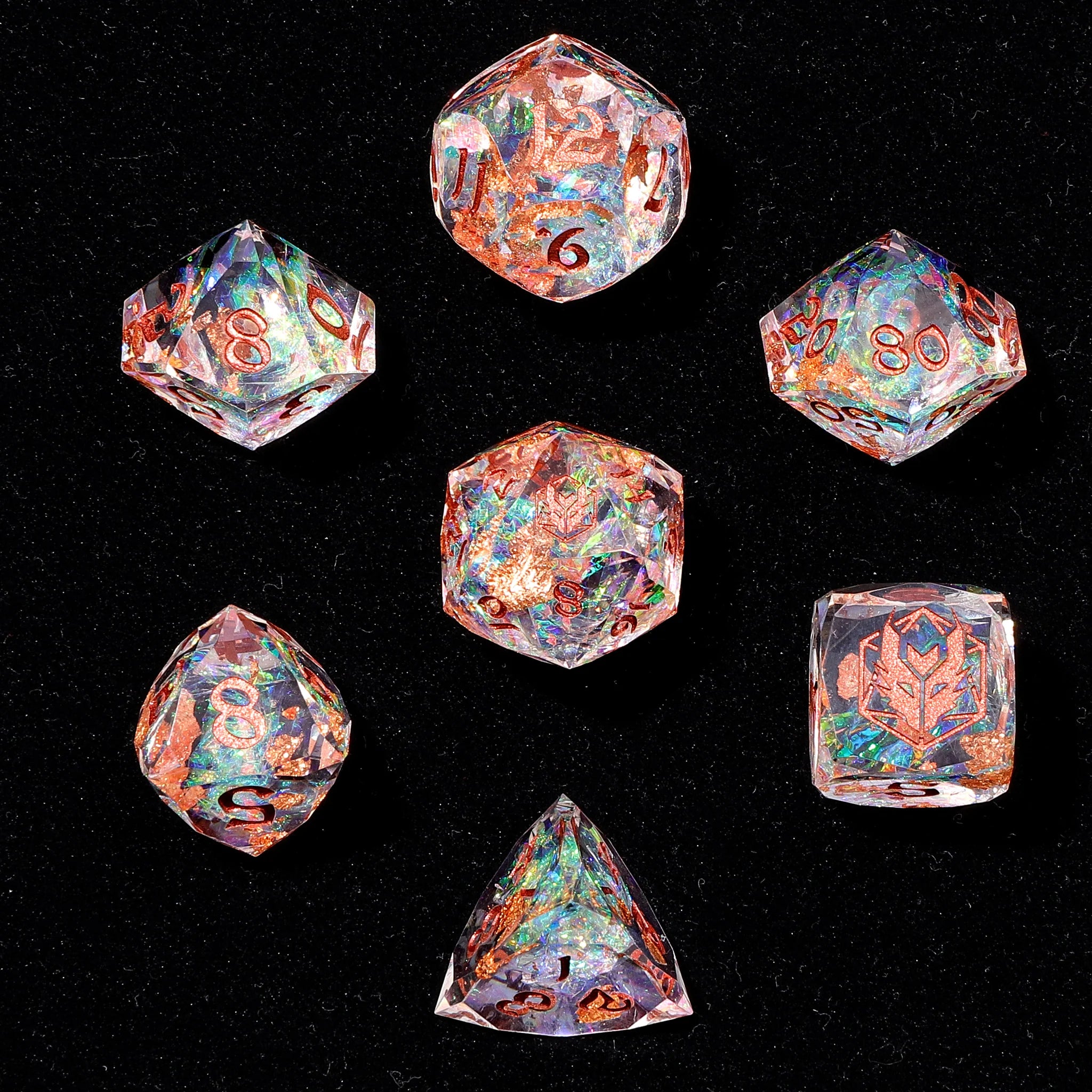 Captured Magic Luster Cut Resin - Opal Dice Hymgho Dice | Red Claw Gaming