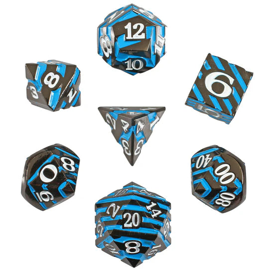 Blue Oblivion Set of 7 Metal Dice D&D Accessory Forged Gaming | Red Claw Gaming