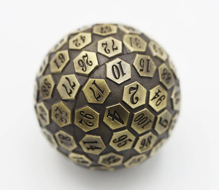 45MM METAL D100 - BRONZE Dice & Counters Foam Brain Games    | Red Claw Gaming