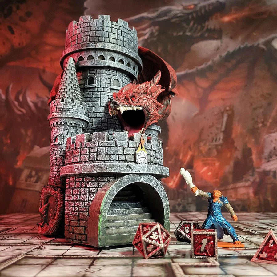 Dragons Keep Dice Tower - Red Dragon D&D Accessory Forged Gaming    | Red Claw Gaming