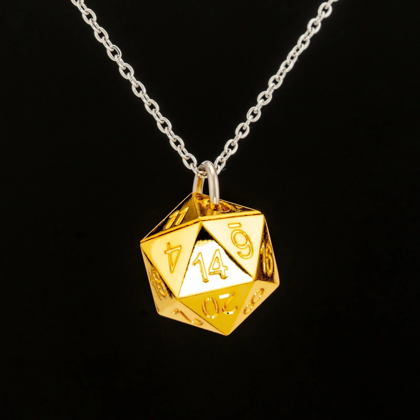 Metal D20 Necklace - Gold Dice Hymgho Dice | Red Claw Gaming