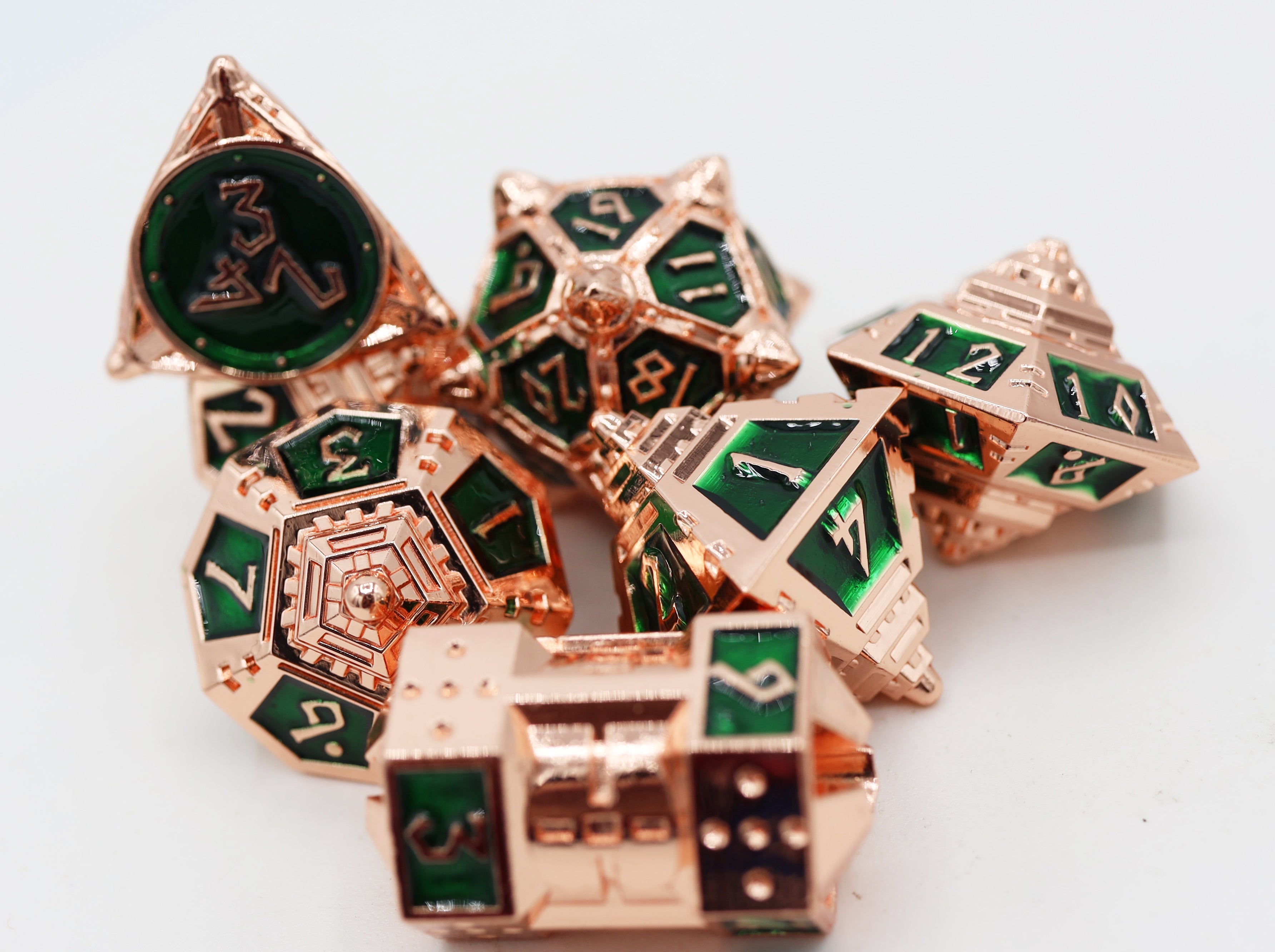 Dice 51: Emerald Meteor Shower - Metal RPG Dice Set | Red Claw Gaming