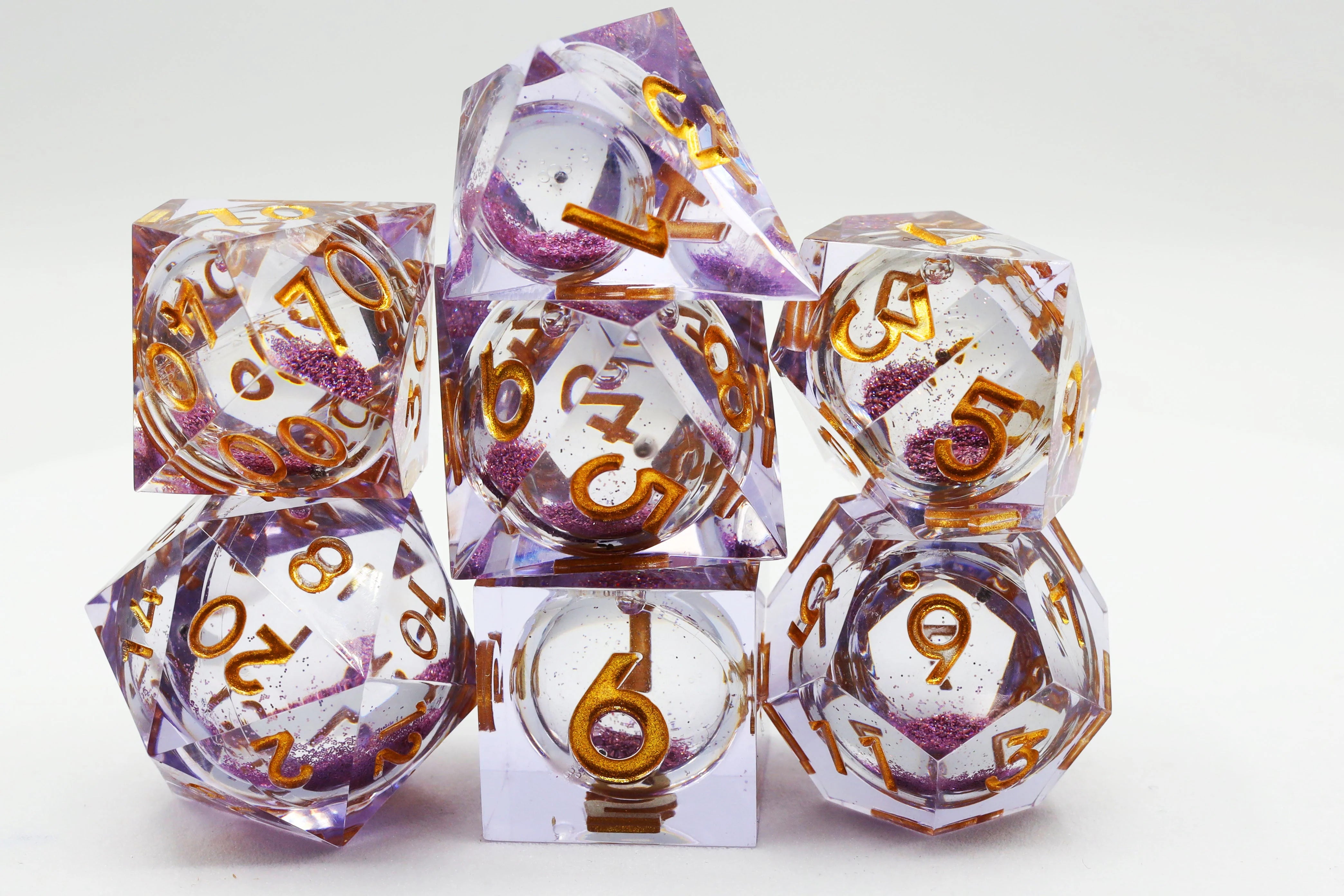 PURPLE LIQUID CORE SHARP EDGE RESIN RPG DICE SET Dice & Counters Foam Brain Games    | Red Claw Gaming