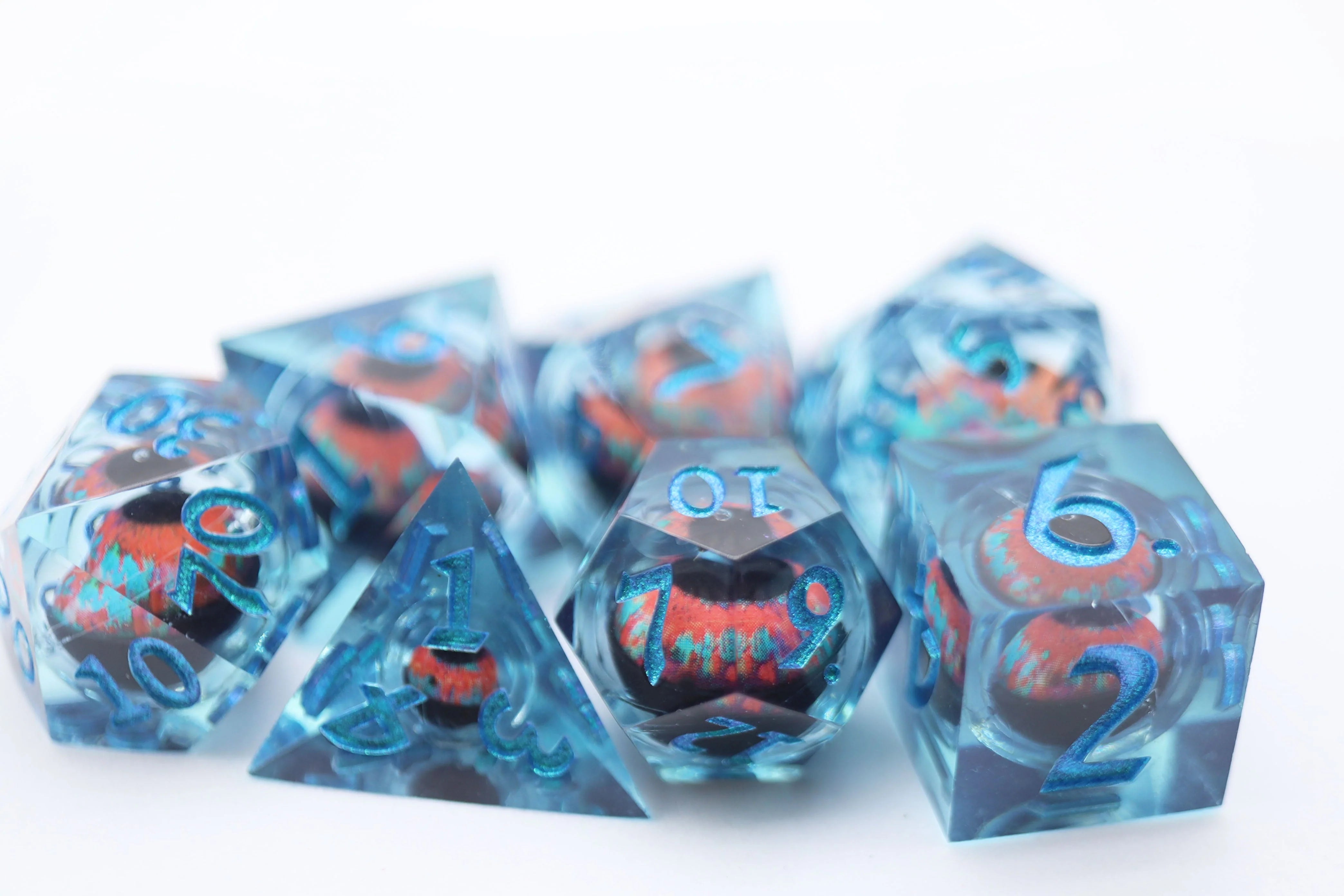 SHARP EDGE MOVING EYE RPG DICE SET - TEAL CYCLOPS Dice & Counters Foam Brain Games    | Red Claw Gaming