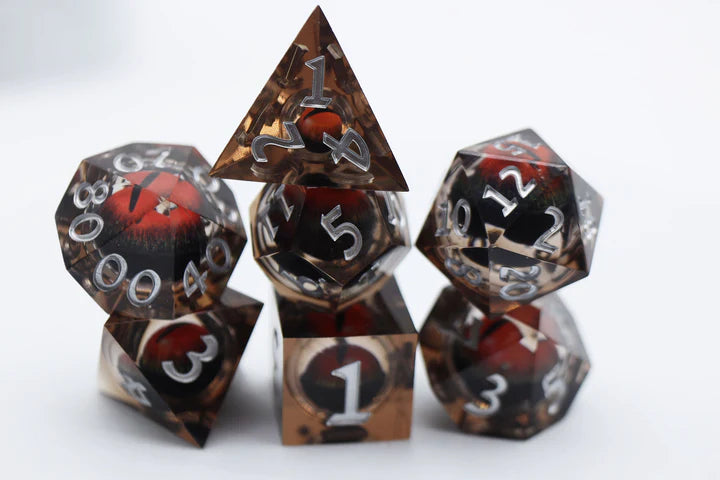 SHARP EDGE MOVING EYE RPG DICE SET - NIGHTVISION Dice & Counters Foam Brain Games    | Red Claw Gaming