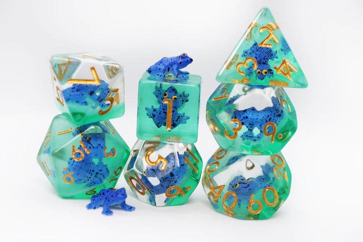 DARK BLUE FROG RPG DICE SET Dice & Counters Foam Brain Games    | Red Claw Gaming