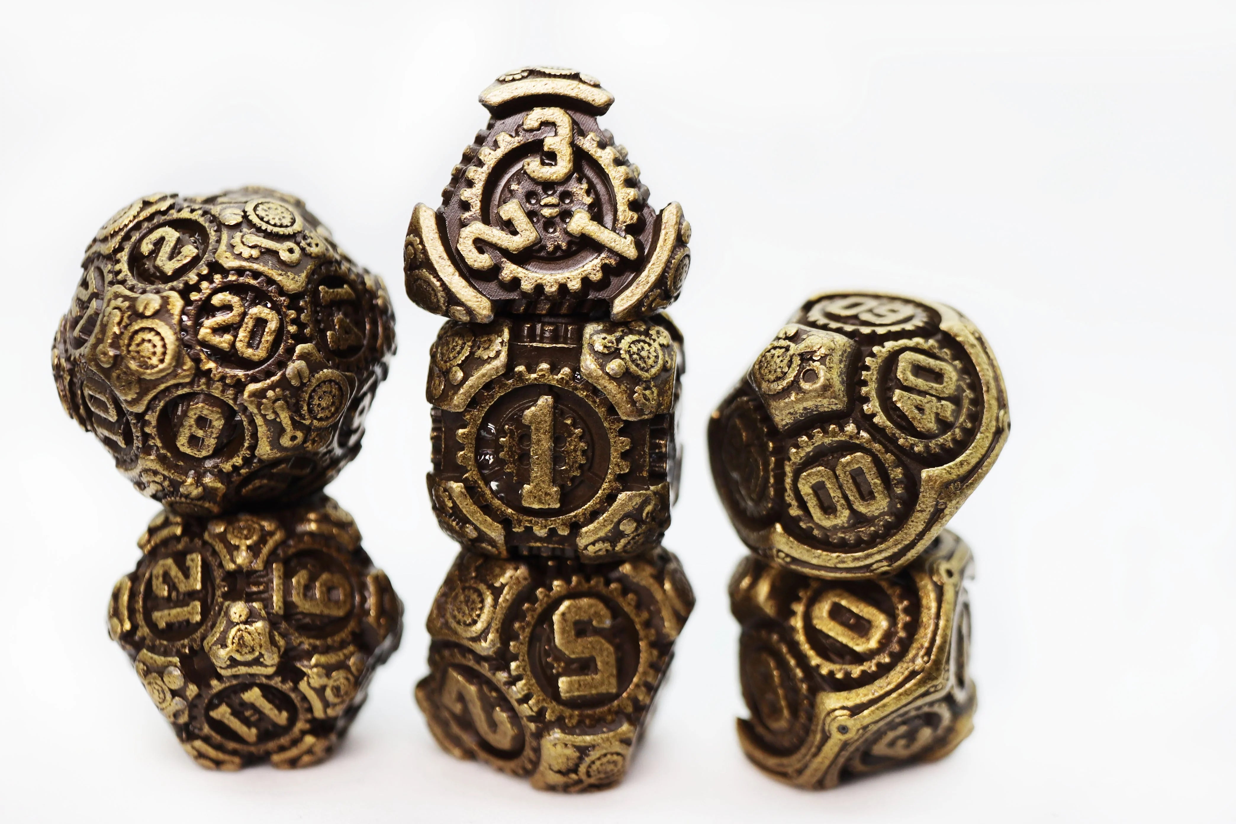 AIRSHIP GEARS: BRAZEN BULKHEAD - METAL RPG DICE SET Dice & Counters Foam Brain Games    | Red Claw Gaming