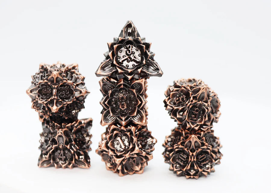 Floral Starburst: Ancient Bouquet - Metal RPG Dice Set Dice & Counters Foam Brain Games | Red Claw Gaming