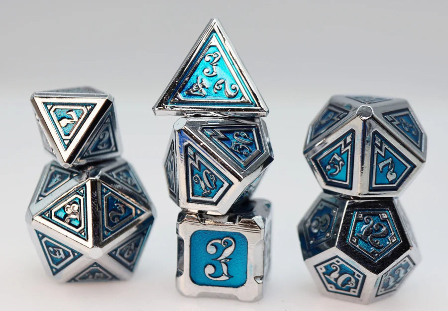 Alchemist Metals: Ice- Metal RPG Dice Set Dice & Counters Foam Brain Games | Red Claw Gaming