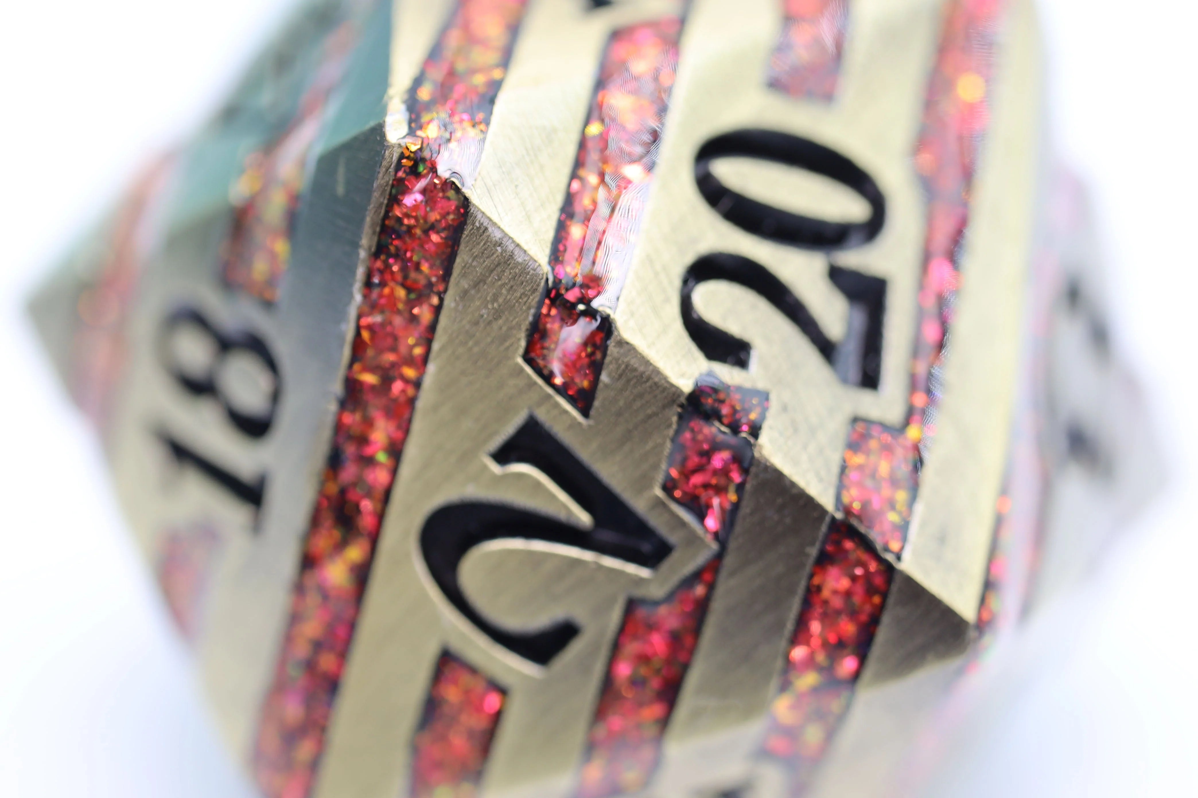 BRONZE WITH RED MICA - 35MM METAL D20 Dice & Counters Foam Brain Games    | Red Claw Gaming