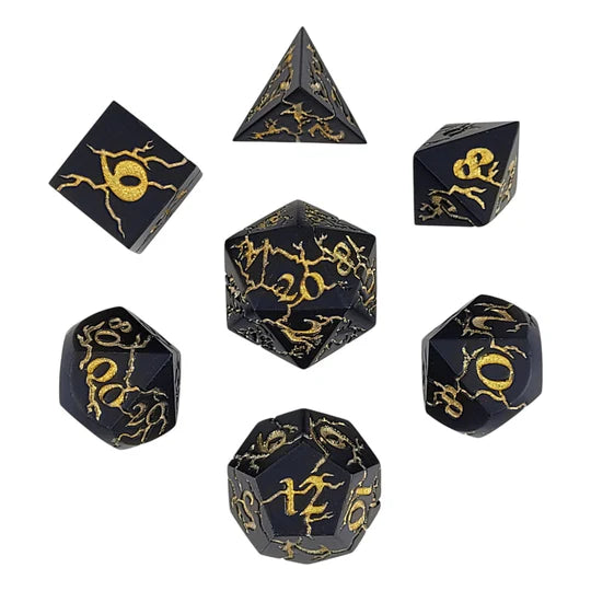 Cracked Storm Wracked Set of 7 Metal Dice Set D&D Accessory Forged Gaming | Red Claw Gaming