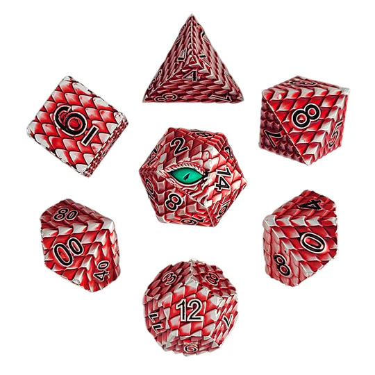 Dragon's Gaze Red Metal RPG Dice Set D&D Accessory Forged Gaming | Red Claw Gaming
