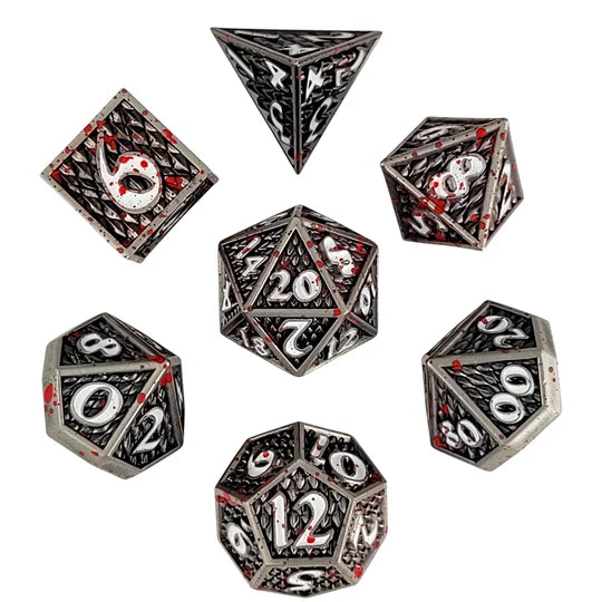 Dragon Scale Death Drake Set of 7 Metal Dice | Red Claw Gaming