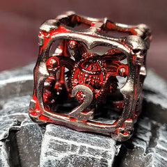 Grave Watcher Silver Red Hollow Metal RPG Dice Set D&D Accessory Forged Gaming    | Red Claw Gaming