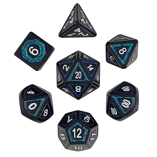 Underdark Glimmer Teal 7-Piece Metal Dice Set D&D Accessory Forged Gaming    | Red Claw Gaming