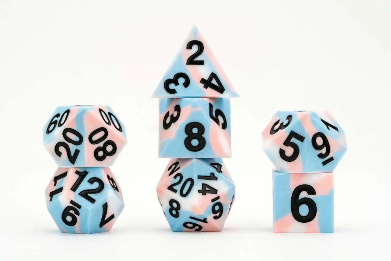 Silicone 7 Dice Set Sharp Edge Pride Transgender Dice FanRoll Dice    | Red Claw Gaming