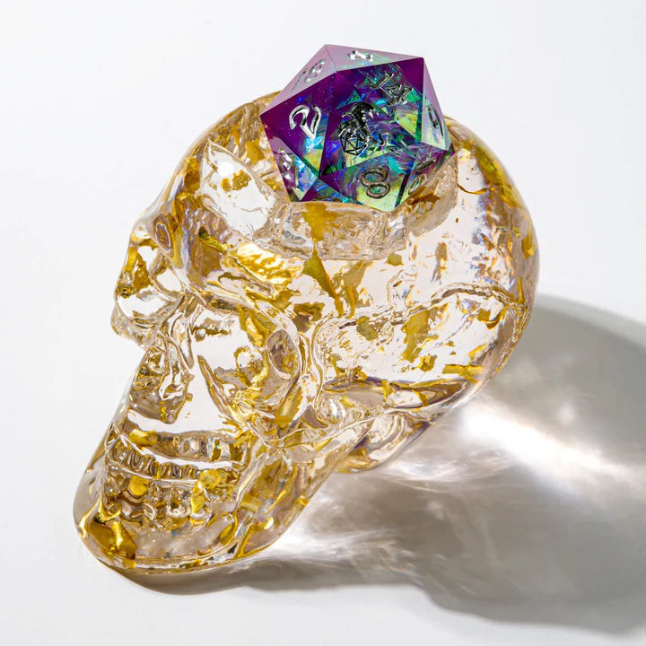 D20 Skull Holder - Gold Dice Hymgho Dice | Red Claw Gaming