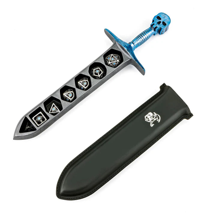 Grim Dagger Dice Case with sheath cover - Blue Dice Hymgho Dice | Red Claw Gaming
