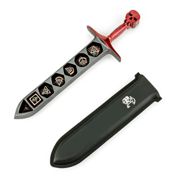 Grim Dagger Dice Case with sheath cover - Red Dice Hymgho Dice | Red Claw Gaming