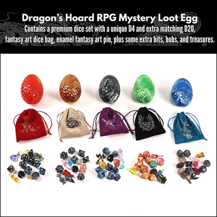 Dragon's Hoard RPG Mystery Treasure Egg Dice Hymgho Dice | Red Claw Gaming