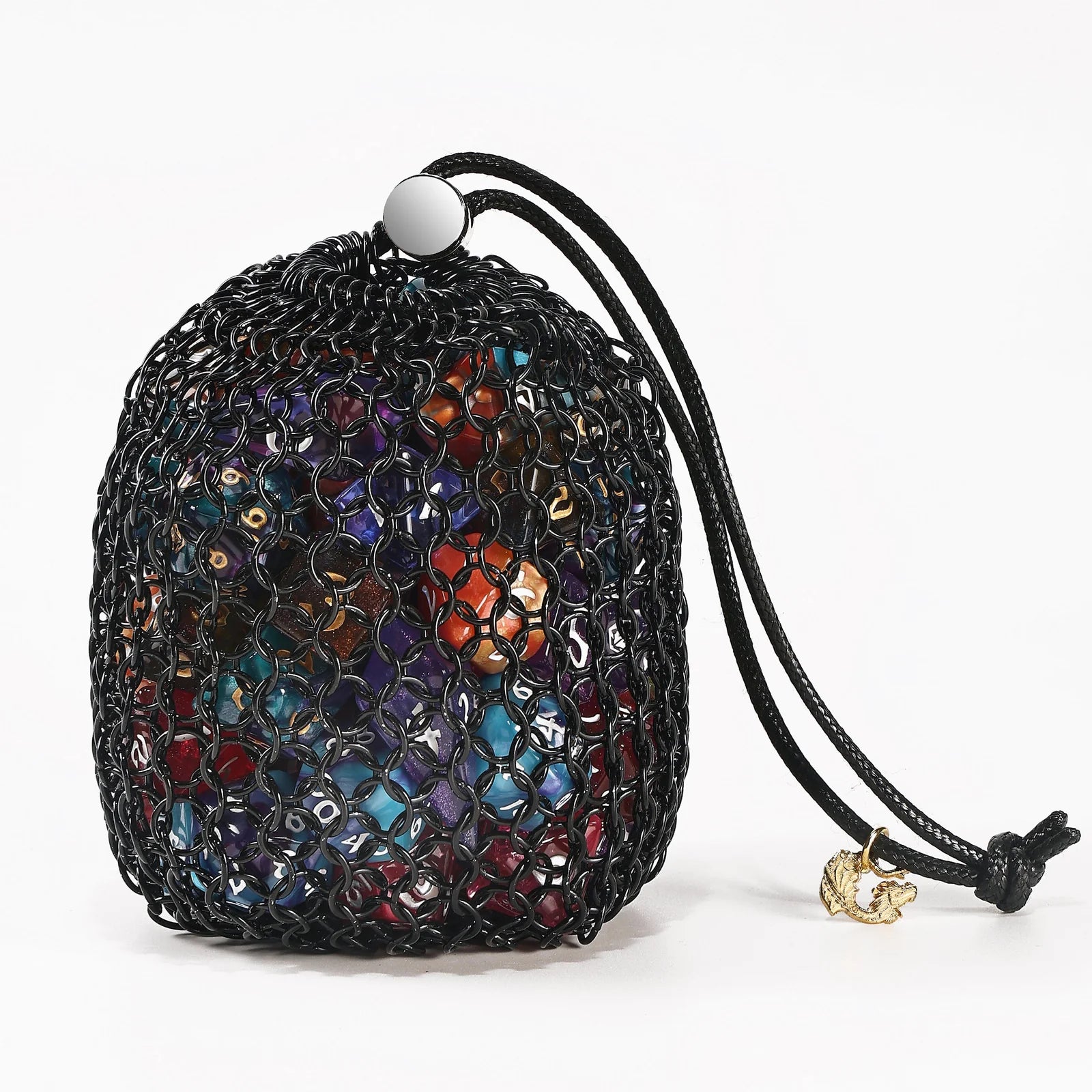 Hero's Chainmail Dice Bag - Black Dice Hymgho Dice | Red Claw Gaming