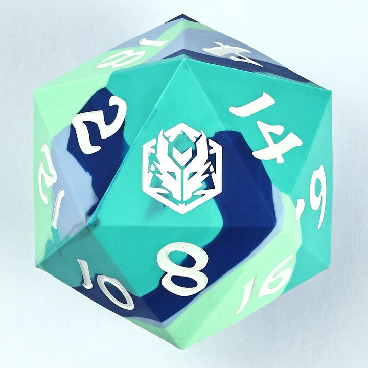 55mm Chonk Rubber Silicon D20 - The Ice Ball Dice Hymgho Dice | Red Claw Gaming