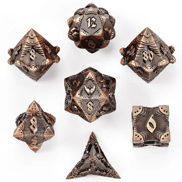 Solid Metal Paladin Class RPG Dice Set - Ancient Copper Dice Hymgho Dice | Red Claw Gaming