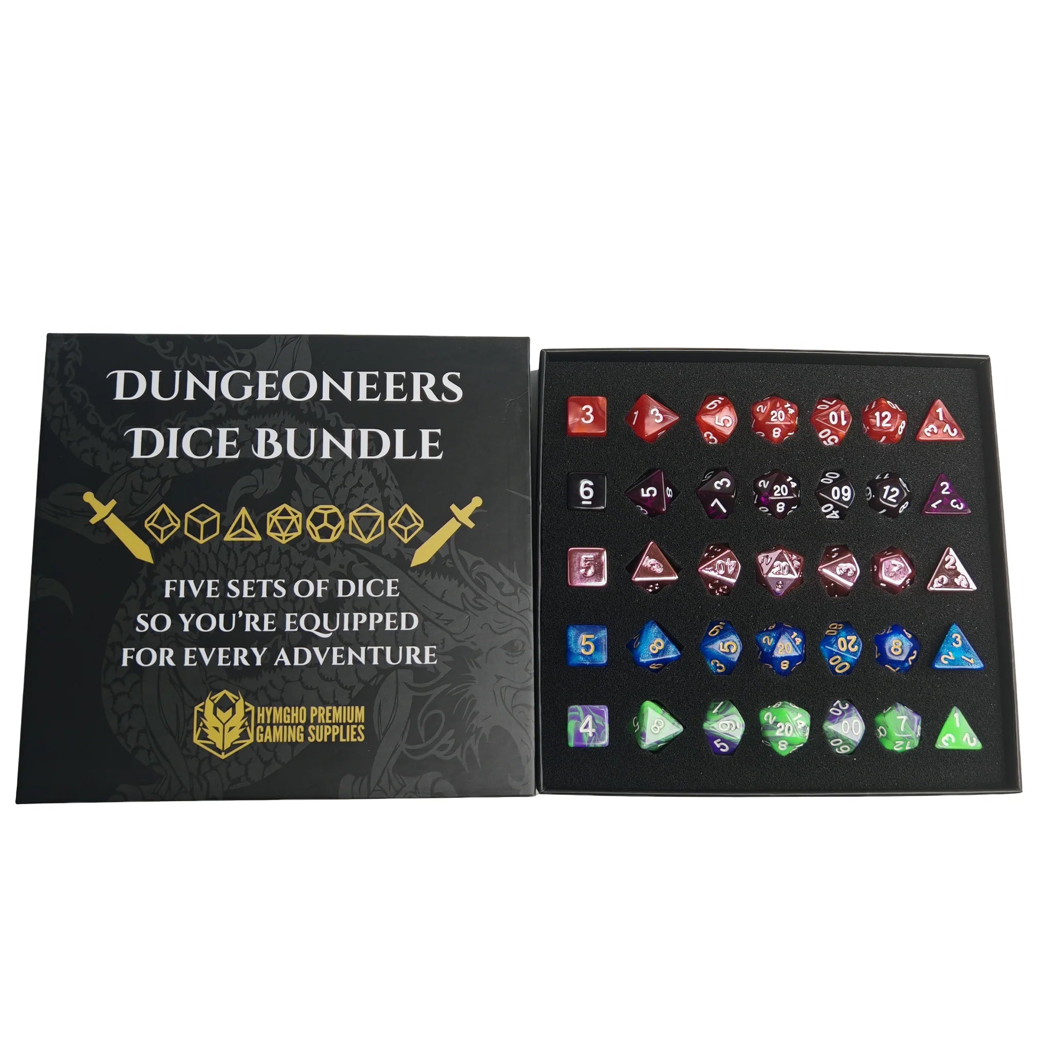 Dungeoneer's Dice Bundle - 5 sets Polymer Dice Dice Hymgho Dice | Red Claw Gaming