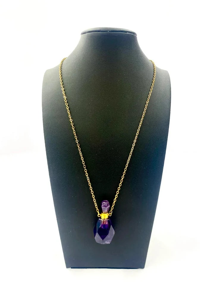 Gemstone Potion Bottle Necklace - Amethyst Dice Hymgho Dice | Red Claw Gaming