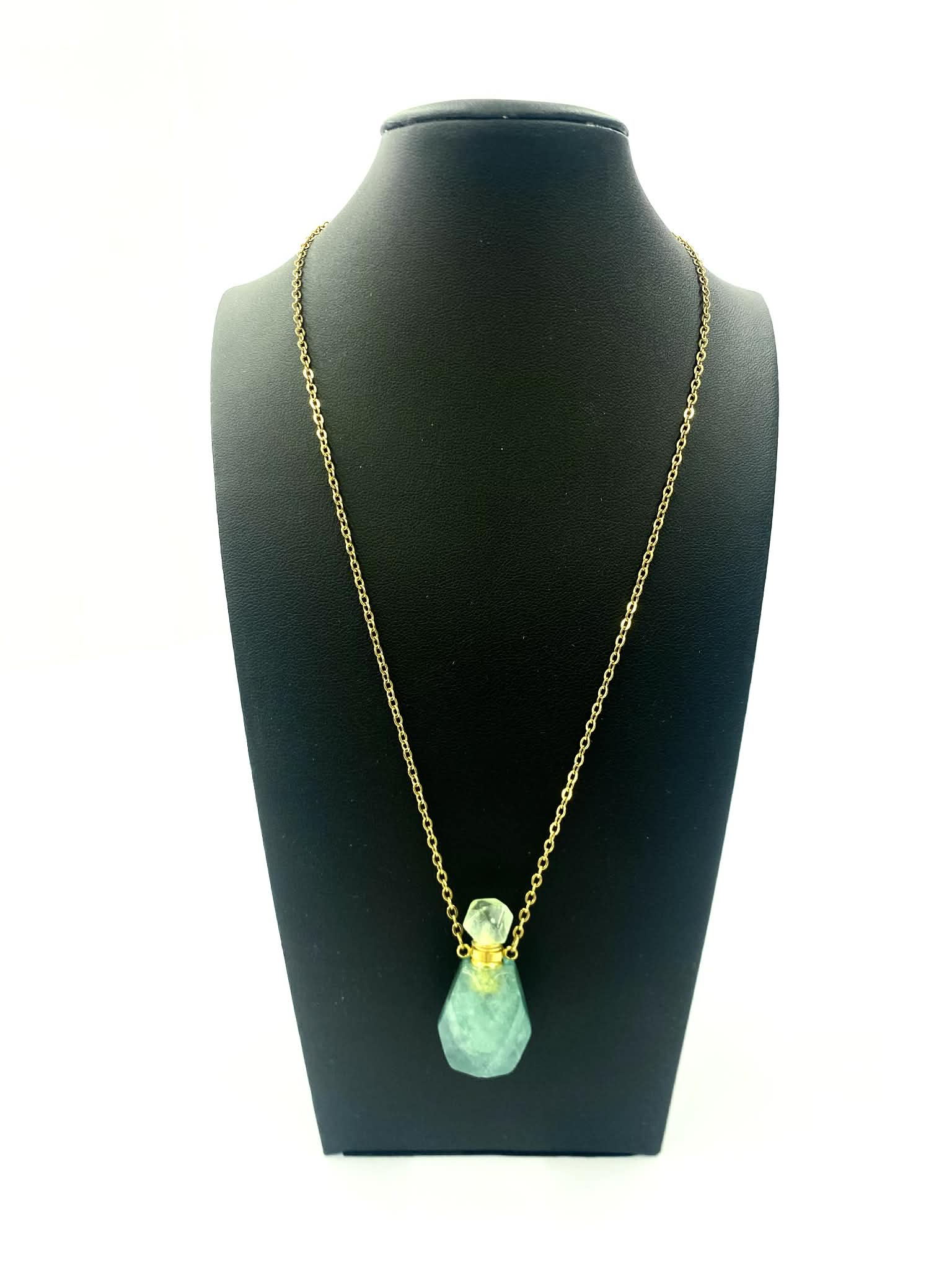 Gemstone Potion Bottle Necklace - Green Fluorite | Red Claw Gaming