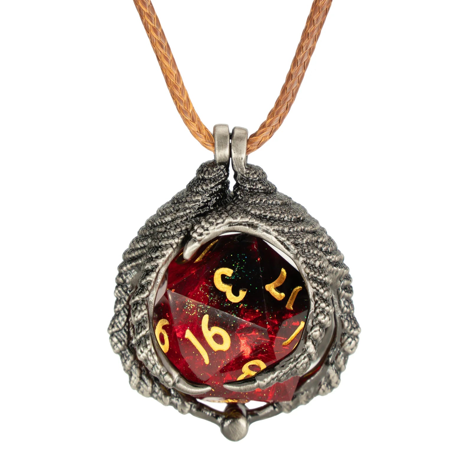 Dragon Claw Necklace with D20 - Silver | Red Claw Gaming